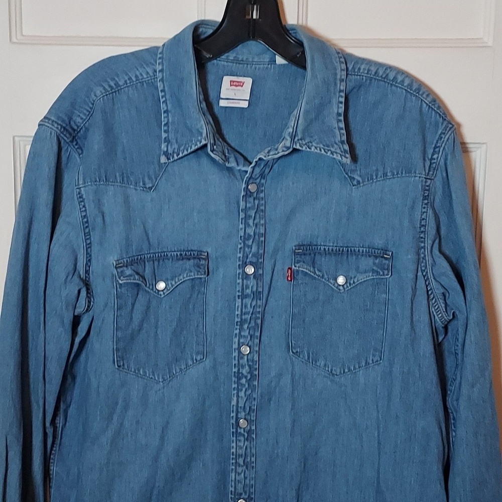 Levi's Men's Western Shirt Pearlized Snaps Medium Wash Denim Large - Picture 2 of 14